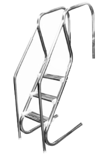 Escada de Hidroterapia Com Corrimão em Aço Inox - 4 Degraus