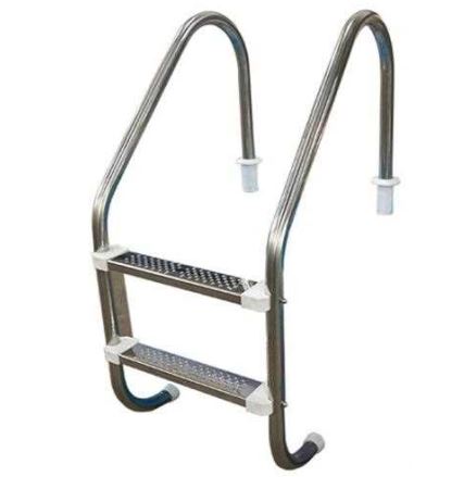 Escada Tradicional Em Aço Inox Para Piscina - 2 Degraus em Aço Inox